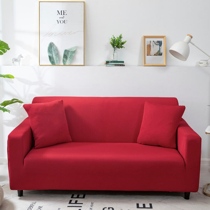 Anyhouz 1 Seater Sofa Cover Plain Red Style and Protection For Living Room Sofa Chair Elastic Stretchable Slipcover