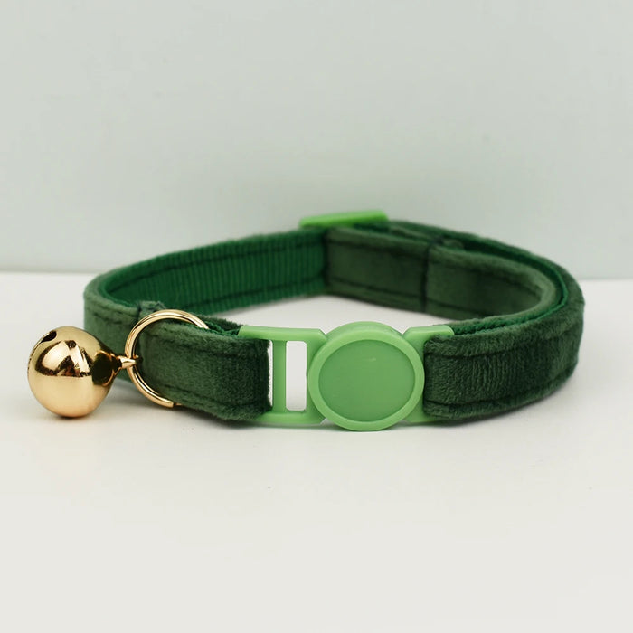 AnyWags Cat Collar Dark Green Small with Safety Buckle, Bell, and Durable Strap Stylish and Comfortable Pet Accessory