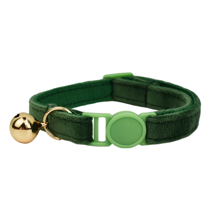 AnyWags Cat Collar Dark Green Small with Safety Buckle, Bell, and Durable Strap Stylish and Comfortable Pet Accessory