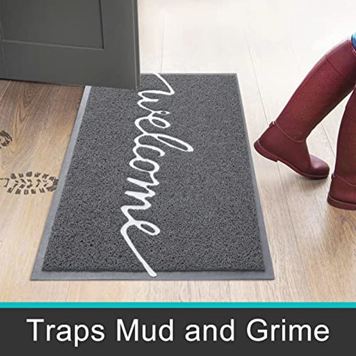 Anyhouz Doormat Grey Welcome Lettered  PVC Non Slip Rubber Dirt Trap Washable Mat