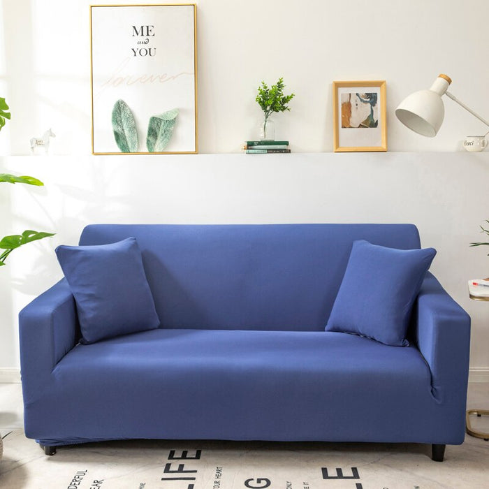 Anyhouz 3 Seater Sofa Cover Plain Royal Blue Style and Protection For Living Room Sofa Chair Elastic Stretchable Slipcover