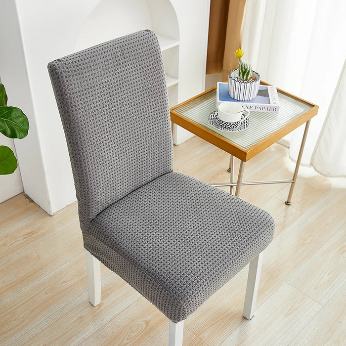 Anyhouz Chair Cover Dark Grey Micro Knitted Design with Elastic Material for Dining Room Kitchen Wedding Hotel Banquet Restaurant