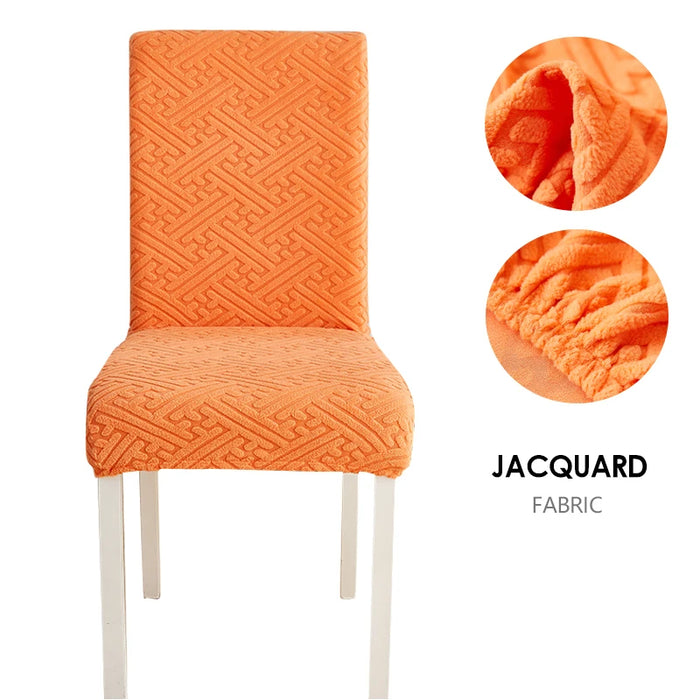 Anyhouz Chair Cover Orange Puzzle Design with Anti-Dirt and Elastic Material for Dining Room Kitchen Wedding Hotel Banquet Restaurant