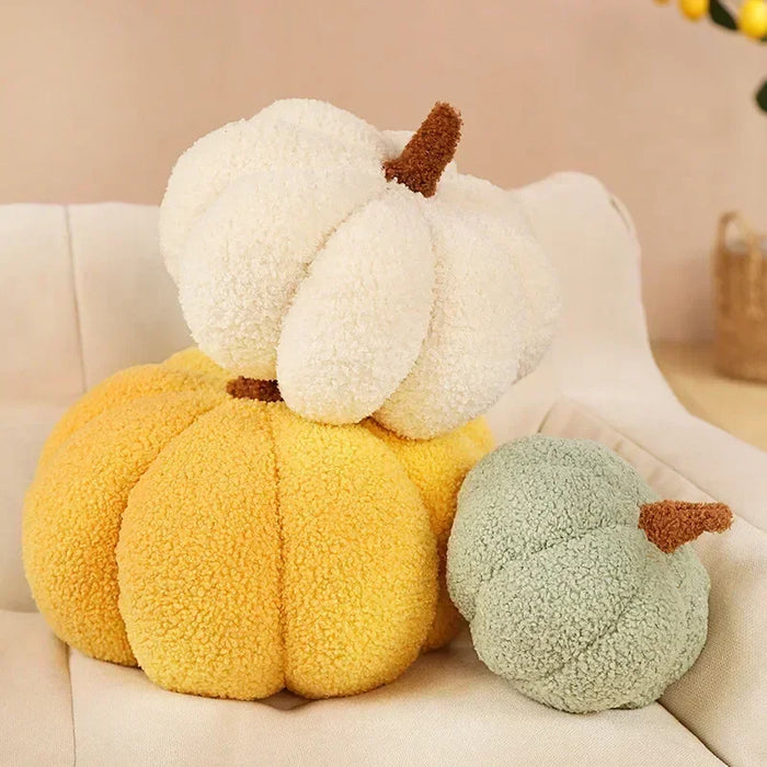 Anyhouz Throw Pillows Forest Green Lamb Fleece Pumpkin Plush Toys for Home Decor Throw Pillow Living Room Bedroom 35cm