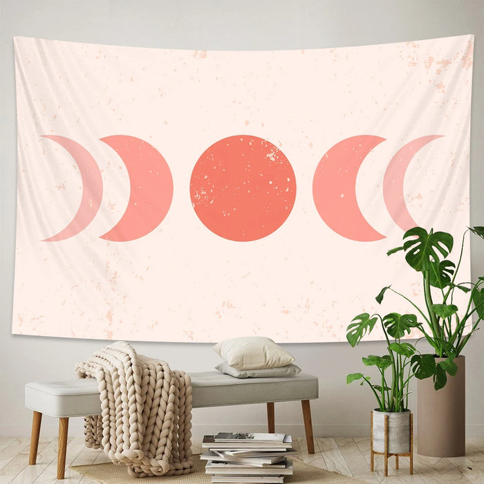 Anyhouz Tapestry Moon Phases 150x100cm Psychedelic Scene Art Hippie Bohemian Decorative Sheet