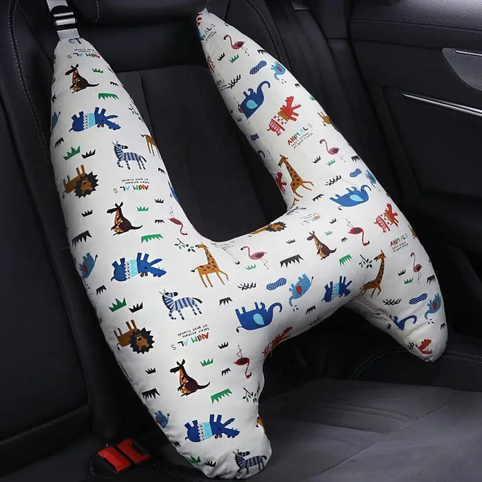 Anypack Car Travel Pillow UShape Tiny Zoo Animal Pattern Children Travel Pillow Cushion for Car Seat, Safety Neck Pillow for Kids