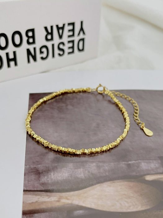 Anyco Bracelet Trendy Minimalist Design 925 Sterling Silver chain link 18K Gold Plated Beaded Bracelets Women