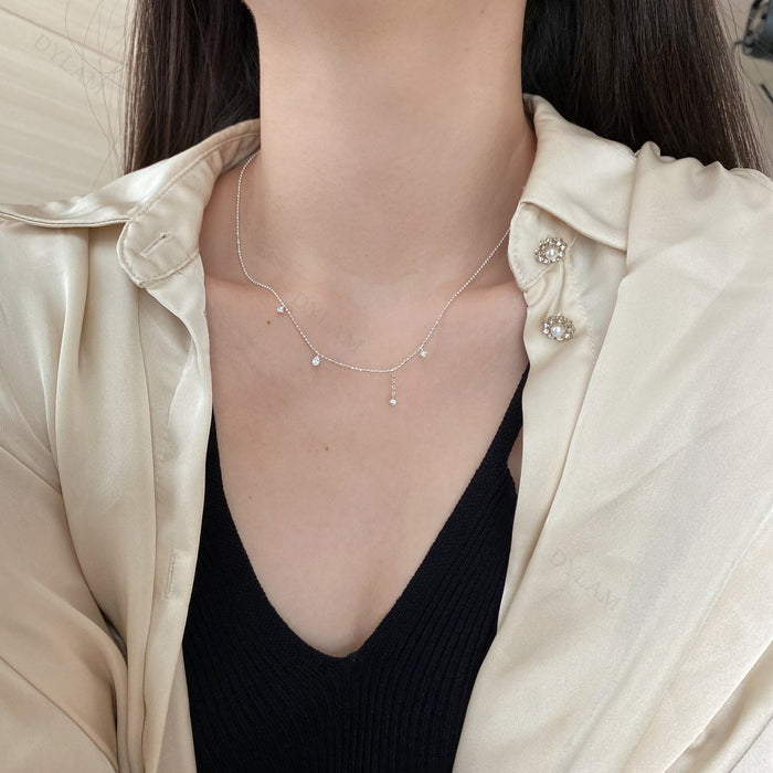 Anyco Necklace 925 Silver for Women Cubic Zirconia Dainty Infinity Pendant Rhodium Platting Jewelry