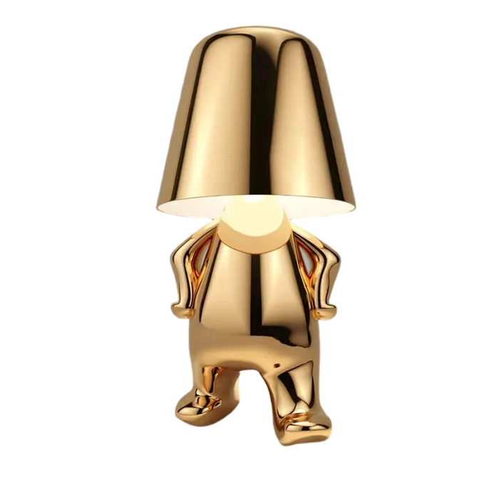 Anyhouz Hotel Lightning Lamp Rechargeable Gold Little Man Standing Position Table Lamps Touch Switch Decoration Led Night Light