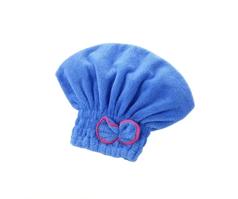 Anyhouz Hair Bonnets Blue Microfibre Quick Hair Drying Bath Spa Bath Towels for Womens Shower Hat Bathroom Accessories