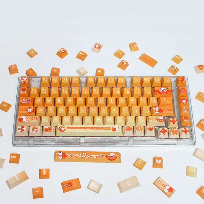 Anymob Keycap Keyboard Orange Bears Pattern  132 Switched Gaming Mechanical Keys