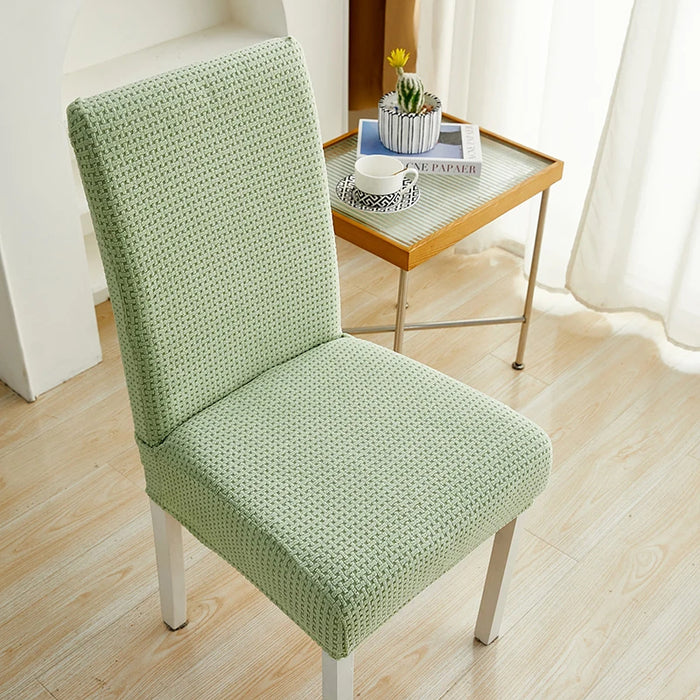 Anyhouz Chair Cover Light Green Micro Knitted Design with Elastic Material for Dining Room Kitchen Wedding Hotel Banquet Restaurant