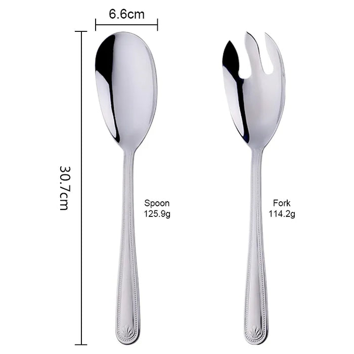 Anygleam Silver Stainless Steel 2 Pcs Big Giant Spoon and Fork Set for Buffet and Restaurant Kitchenware