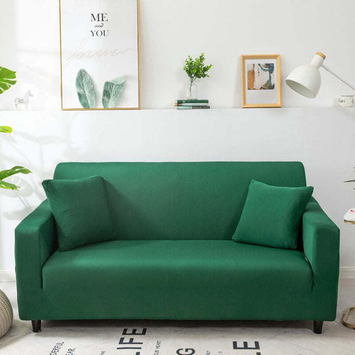 Anyhouz 2 Seater Sofa Cover Plain Green Style and Protection For Living Room Sofa Chair Elastic Stretchable Slipcover