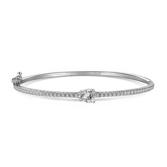 Anyco Bracelet 55mm Silver Stone Shaped Charms Bangle Fashion Accessories