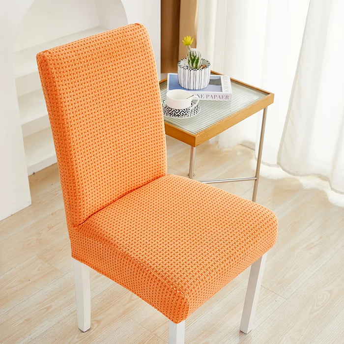 Anyhouz Chair Cover Orange Micro Knitted Design with Elastic Material for Dining Room Kitchen Wedding Hotel Banquet Restaurant