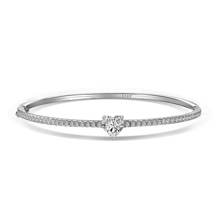 Anyco Bracelet 55mm Silver Heart Stone Shaped Charms Bangle Fashion Accessories