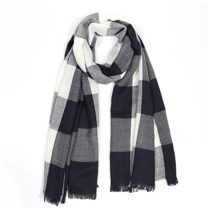 Anyyou Scarf Black and White Plaid Unisex Cashmere Autumn Winter long Pashmina Shawl Muffler