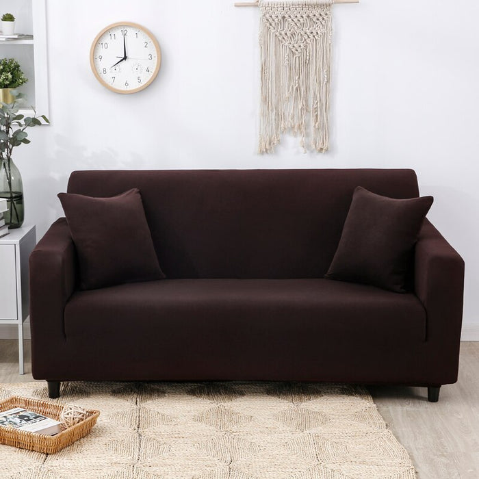 Anyhouz 3 Seater Sofa Cover Plain Coffee Style and Protection For Living Room Sofa Chair Elastic Stretchable Slipcover