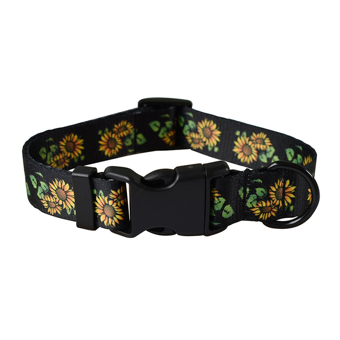 Anywags Pet Collar Black Sunflower Sytlish Strap Comfortable Dog Accessory