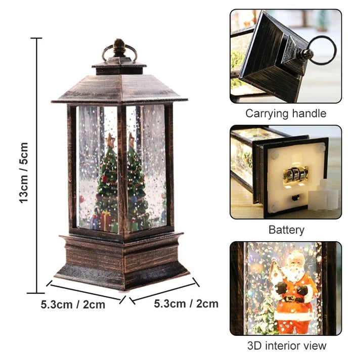 Anyhouz Christmas Snow Globe Lantern Light Lamp Holiday Decoration Ornaments