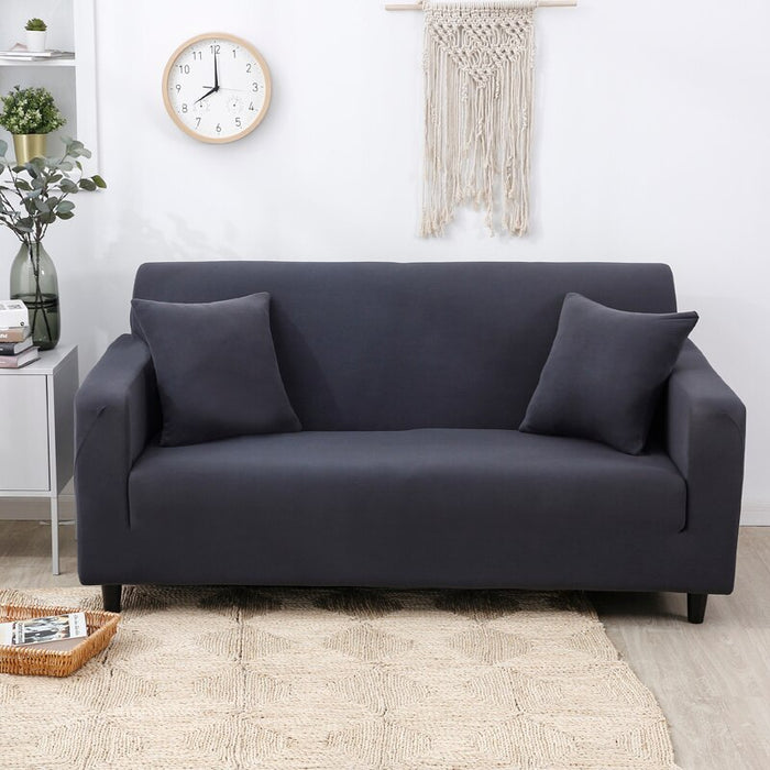 Anyhouz 1 Seater Sofa Cover Plain Dark Grey Style and Protection For Living Room Sofa Chair Elastic Stretchable Slipcover