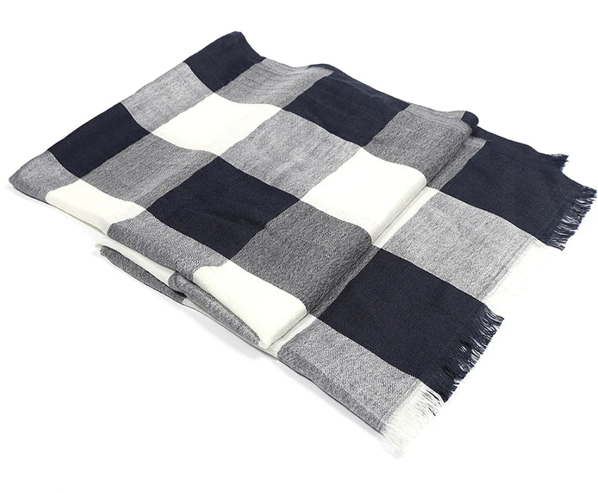 Anyyou Scarf Black and White Plaid Unisex Cashmere Autumn Winter long Pashmina Shawl Muffler