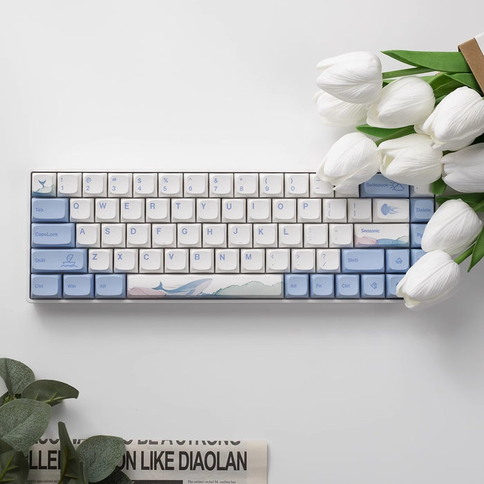 Anymob Keycap Keyboard Powder Blue 133 Keys Switch Customized Sublimation Touch Clicks Box