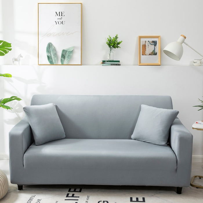 Anyhouz 3 Seater Sofa Cover Plain Ash Grey Style and Protection For Living Room Sofa Chair Elastic Stretchable Slipcover