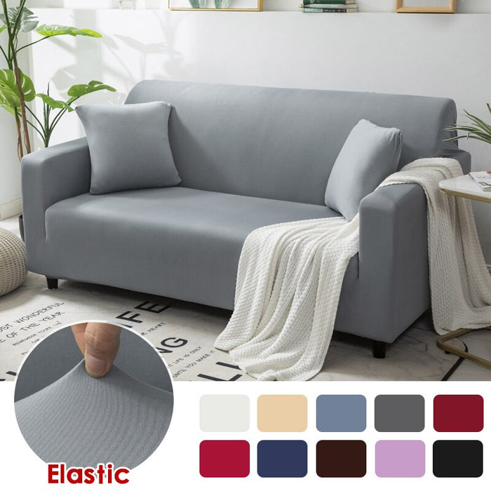 Anyhouz 3 Seater Sofa Cover Plain Beige Style and Protection For Living Room Sofa Chair Elastic Stretchable Slipcover