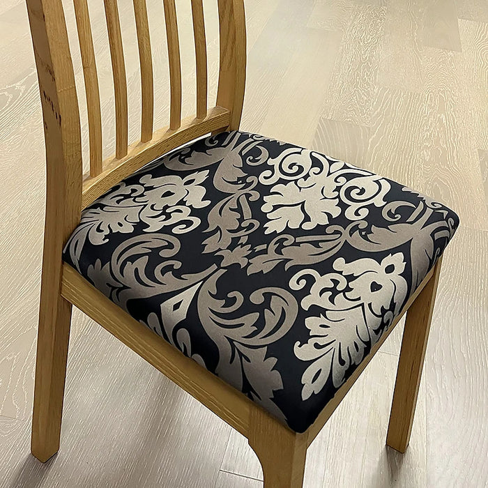 Anyhouz Chair Cover Black Bronze Vine Print Stretch Seat Cover for Home Dinning Kitchen Washable Removable