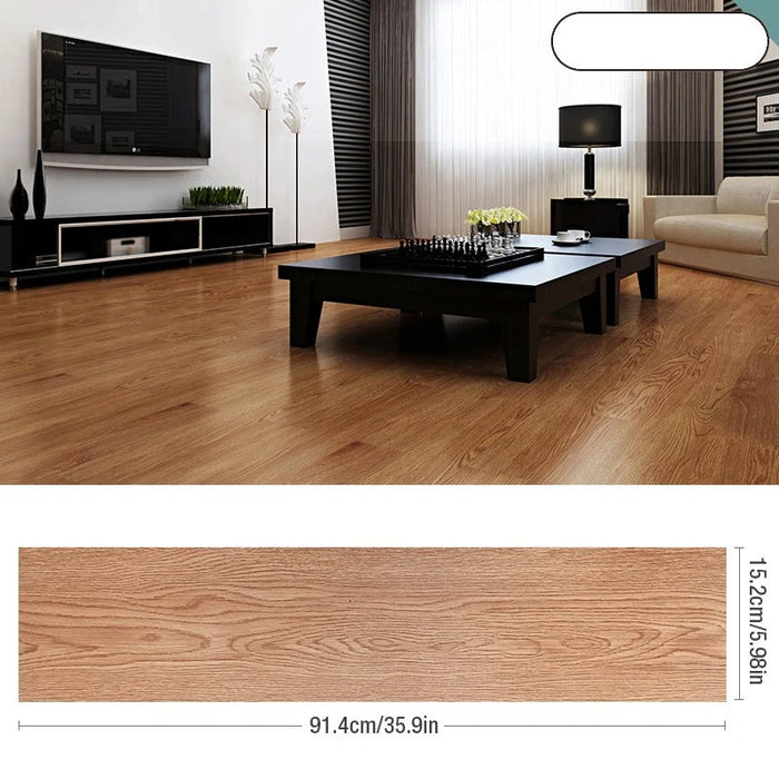 Anyhouz 5pcs Vinyl Tile Natural Mahogany Stain Self Adhesive Wear Resistant Floor Wood Grain 3D Wallpaper Waterproof Stickers for Home and Office Decoration