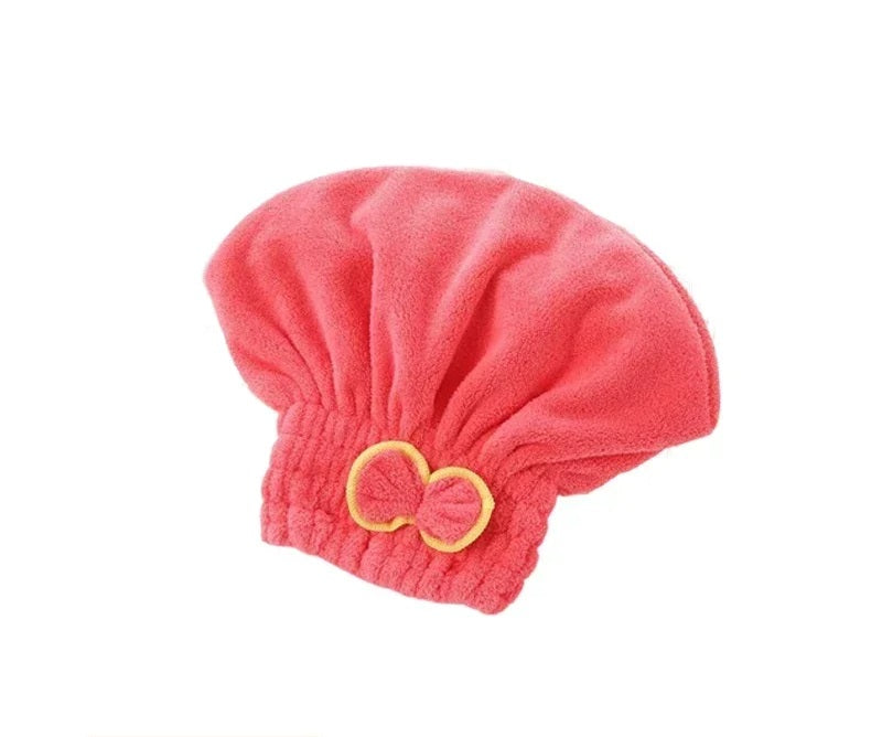 Anyhouz Hair Bonnets Red Microfibre Quick Hair Drying Bath Spa Bath Towels for Womens Shower Hat Bathroom Accessories