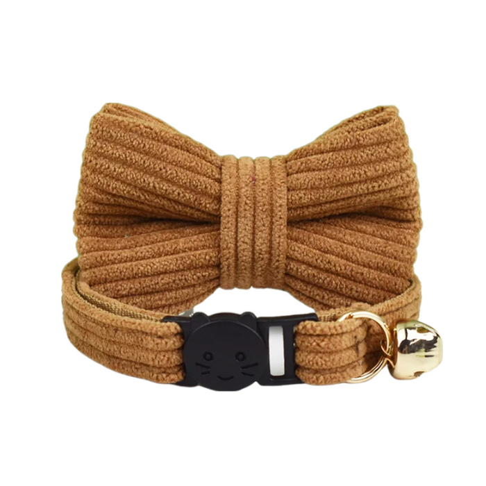 AnyWags Cat Collar Choco Brown Bow Large with Safety Buckle, Bell, and Durable Strap Stylish and Comfortable Pet Accessory