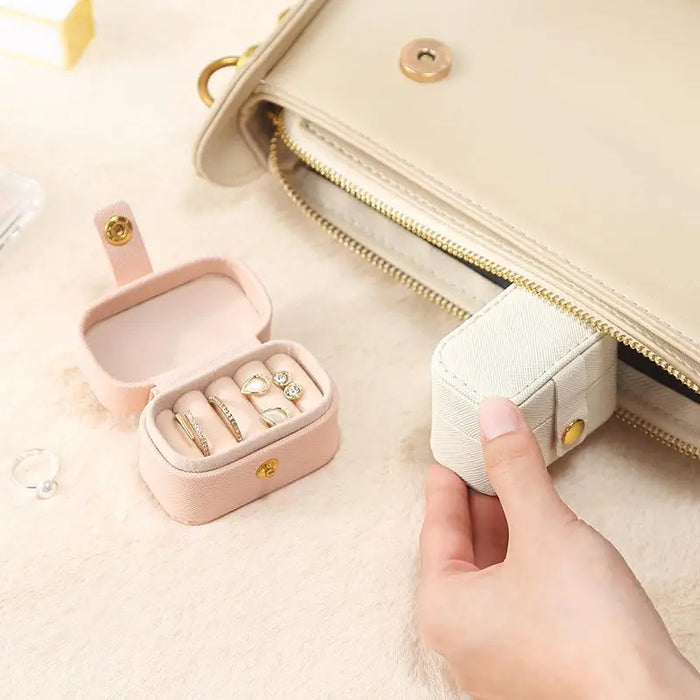 Anyhouz Jewelry Storage Mini Ring Box Portable 1pc New Pink Organizer Display Travel Simple Mini Gift Case Boxes Leather Earring Necklace Holder