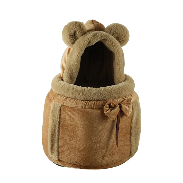 Anywags Pet Carrier Small Brown Outdoor Travel Pet Carrier Bag Nest for Small Pets with Ear Hoodie