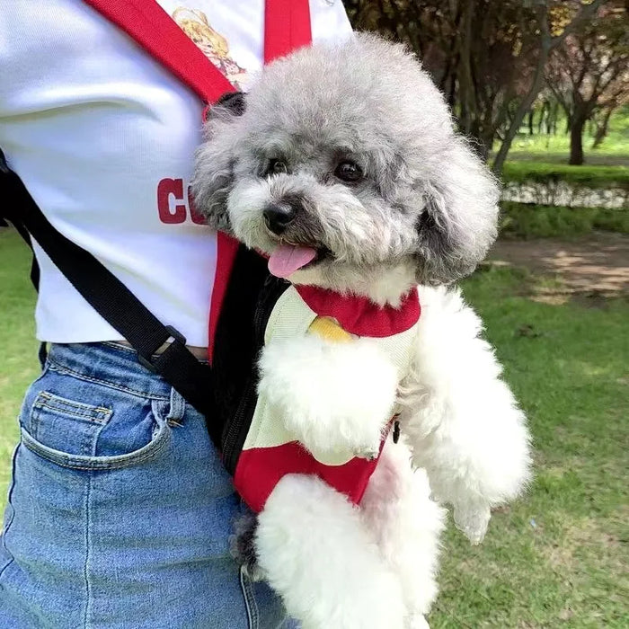 Anywags Pet Carrier Yellow White Large Denim Breathable Travel Backpack for Large Size Pets with Pockets for Carrying Supplies