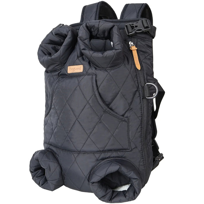 Anywags Pet Carrier Black Cozy Backpack for Winter with Hoodie and Pockets for Pet Supplies for Small to Medium Dogs