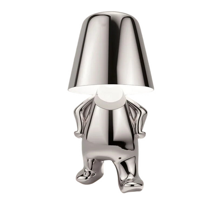 Anyhouz Hotel Lightning Lamp Rechargeable Silver Little Man Standing Position Table Lamps Touch Switch Decoration Led Night Light