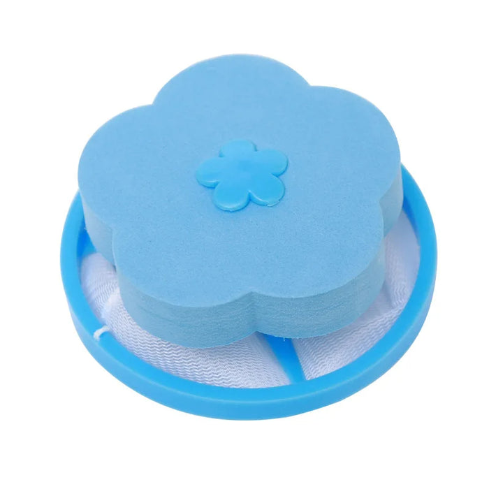 Anyhouz Magic Laundry Ball Blue Flower Shape Sponge Reusable Pet Hair Lint Fiber Catcher Remover Tool For Washing Machine