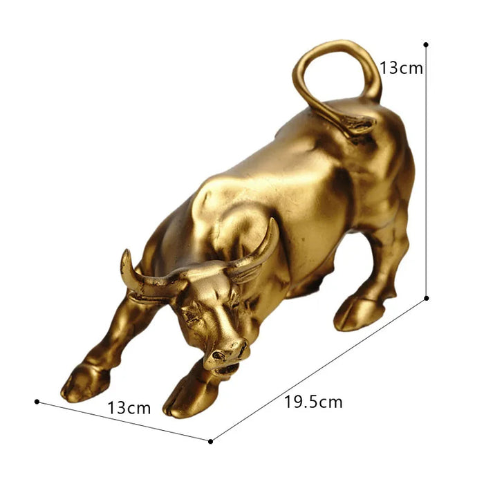 Anyhouz Home Figurine Gold Bull Resin for Living Room Desktop Decoration Accessories Gifts