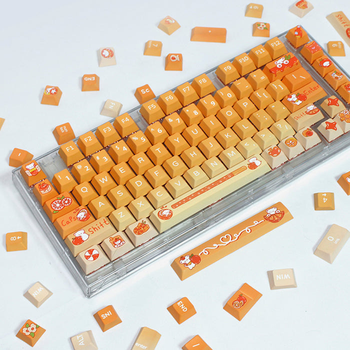 Anymob Keycap Keyboard Orange Bears Pattern  132 Switched Gaming Mechanical Keys