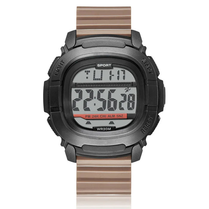 Anyco Watch Khaki Waterproof Luxury Digital Sportswatch with Resin Straps