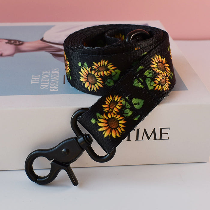 Anywags Pet Collar Leash Set Black Sunflower Sytlish Strap Comfortable Dog Accessory