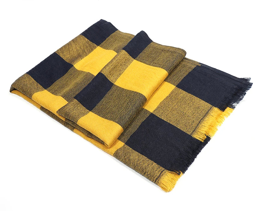 Anyyou Scarf Black and Yellow Plaid Unisex Cashmere Autumn Winter long Pashmina Shawl Muffler