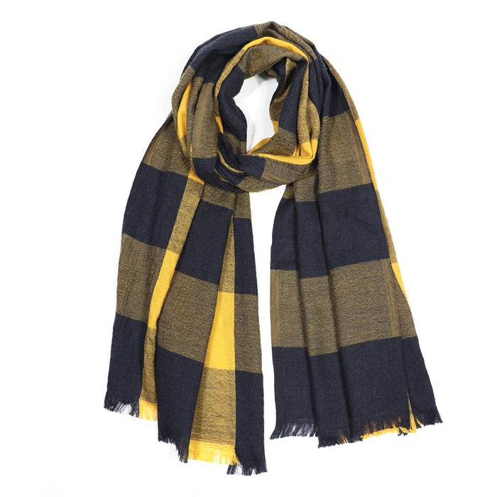 Anyyou Scarf Black and Yellow Plaid Unisex Cashmere Autumn Winter long Pashmina Shawl Muffler