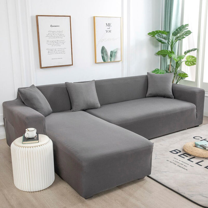 Anyhouz 4 Seater Sofa Cover Plain White Style and Protection For Living Room Sofa Chair Elastic Stretchable Slipcover