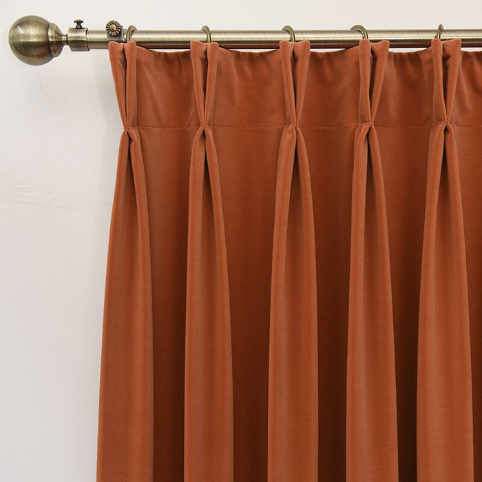 Anyhouz 100cm Orange High Quality Modern Velvet Blackout Curtains for Living Room Bedroom Dining Luxury Window Drape