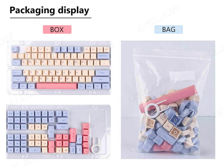 Anymob Keycap Keyboard Powder Blue 133 Keys Switch Customized Sublimation Touch Clicks Box