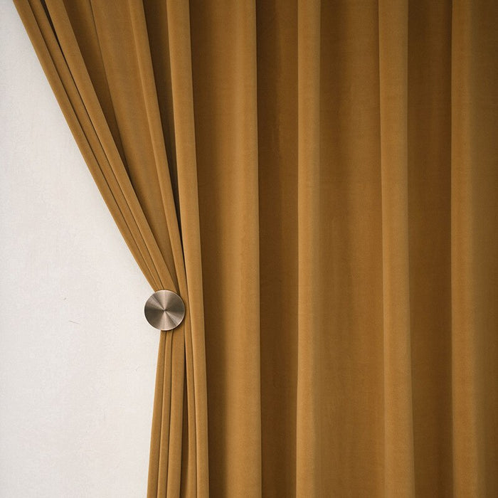 Anyhouz 150cm Orange High Quality Modern Velvet Blackout Curtains for Living Room Bedroom Dining Luxury Window Drape